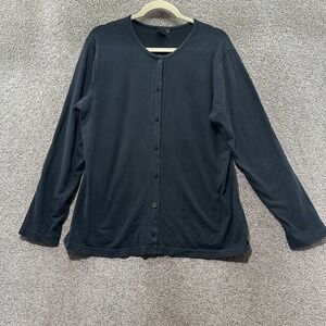 VTG Sun Moda Cardigan Sweater Women Large Black Button Up Classic‎ Neutral